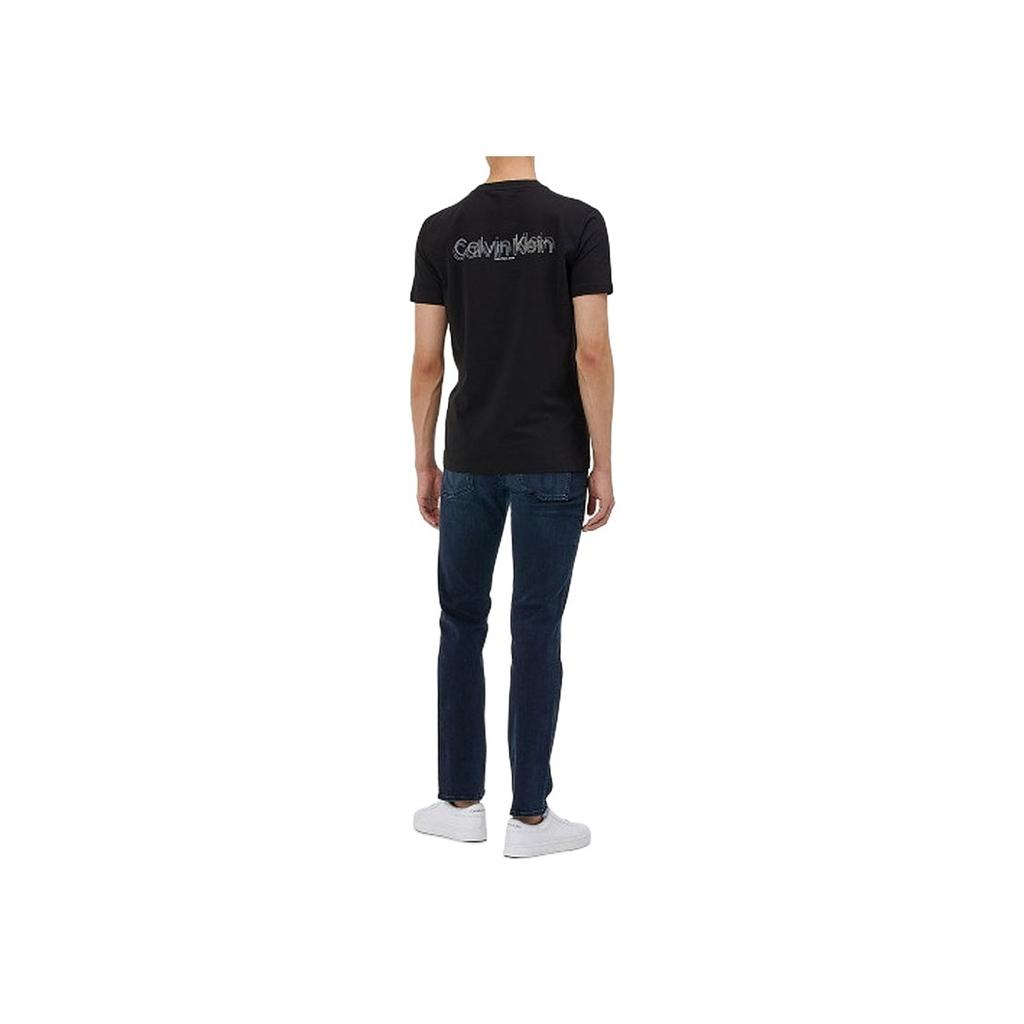 Calvin Klein Casual Crew Neck Rubber Logo Short Sleeve T-Shirt Men Tops Black J319782-BEH