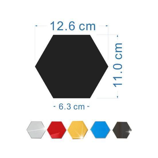 12 יחידות מדבקת קיר משושה דמוי מראה דבק עצמי מדבקה לעיצוב הסלון