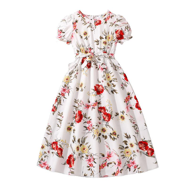 Lässiges Kleid für Mädchen, Sommer, Kinder, eleganter Druck, Swing-Kleid