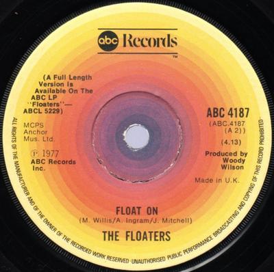 7inch Record FLOATERS - Float On ABC4187 ABC Records 1977 UK Soul/Funk Used