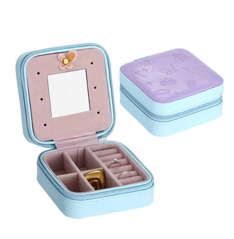 Kleine Reise-Schmuck-Organizer-Box, Kosmetik-Make-up-Organizer, Schmuckschatulle, Ohrringe, Aufbewahrungsbox, Sarg, Etui, Behälter