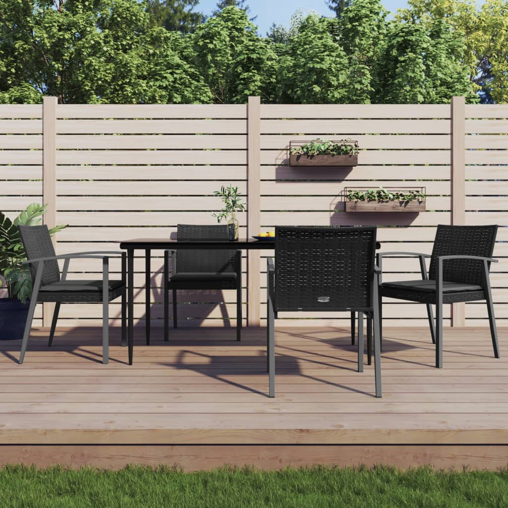 vidaXL - 5-delige - Tuinset - met - kussens - poly - rattan - en - staal