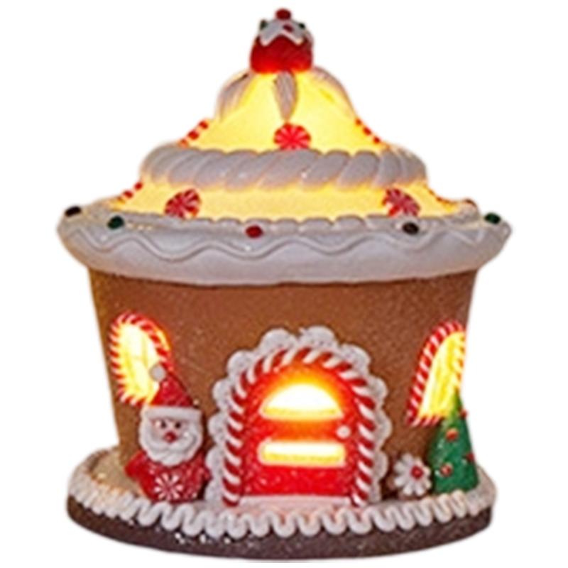 Glowing Ceramic Simulation Christmas House Decoration With LED Lights  Battery Powered Handmade Holiday Gift