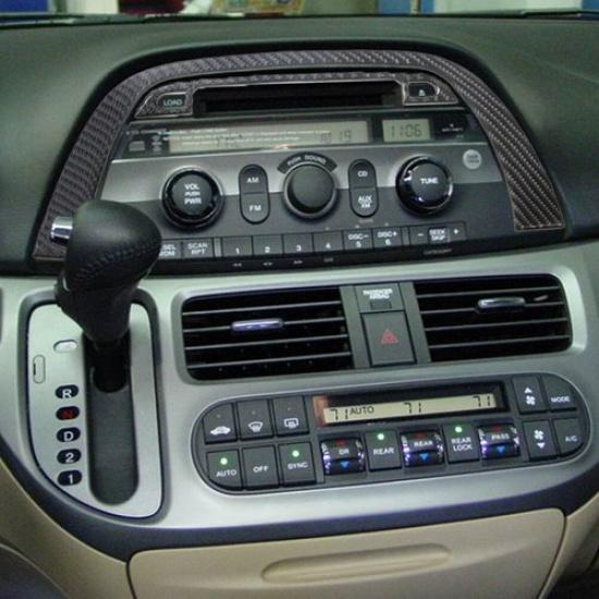2Pcs For Honda Odyssey 2005-2010 Carbon Fiber Interior Radio Console Cover Trim