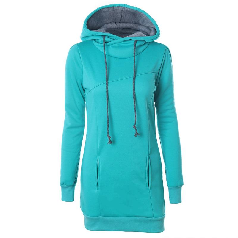 SCIONE Women Long Sleeve Hooded Drawstring Waist Pocket Korean Style Casual Women Hoodie Tops