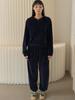 Sorry, Too Much Love Soft Velvet Raglan Track Set_Navy