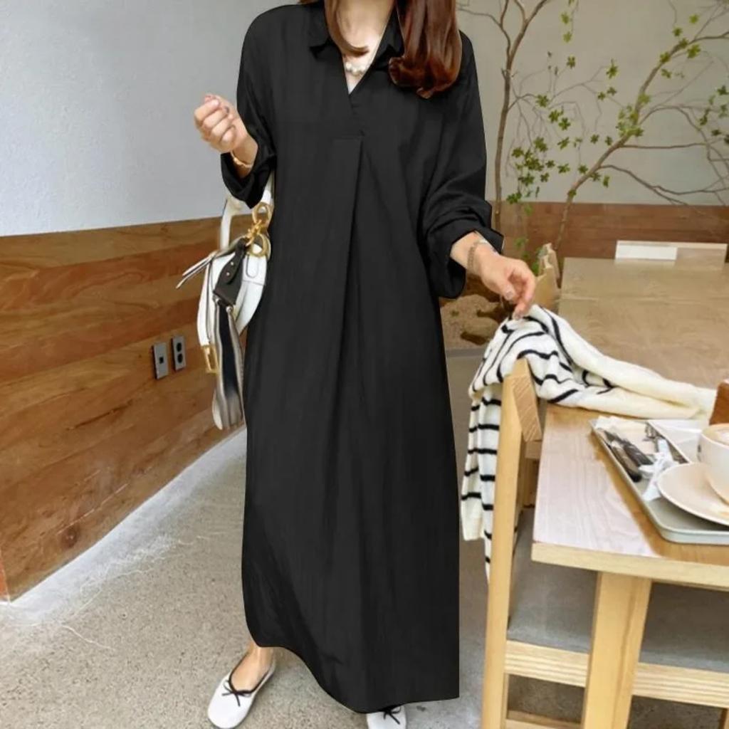 Cotton Linen Solid Muslim Dress Women Marocain Turkish Robe Femme Long Sleeve Maxi Dress Temperament Commuting  Abaya Vestidos