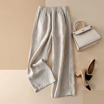 Cotton and Linen Wide-leg Pants, Women's Summer Pants, Women's Loose and Thin, High-waisted Thin Straight Casual Pants