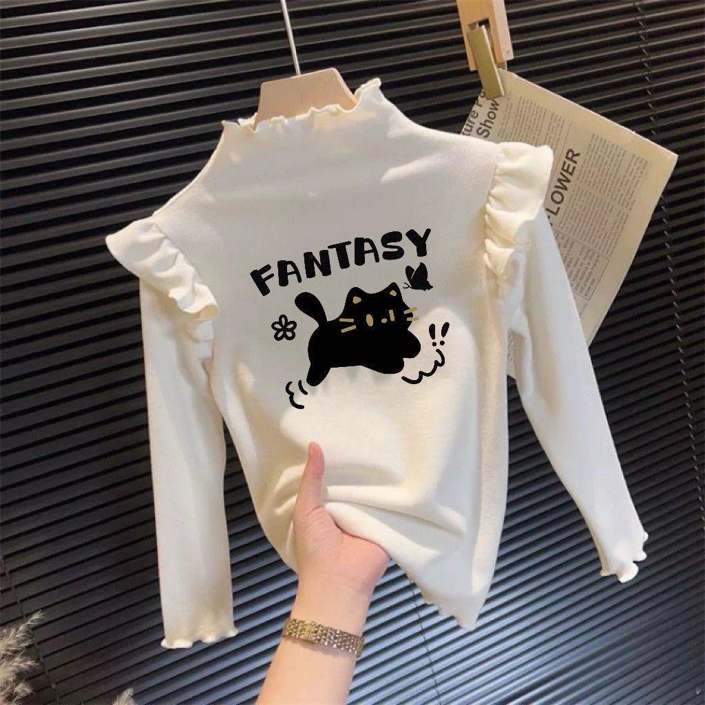 Girls' Autumn/Winter Flying Sleeve Long-Sleeve T-Shirt - Trendy Korean Style Inner Wear