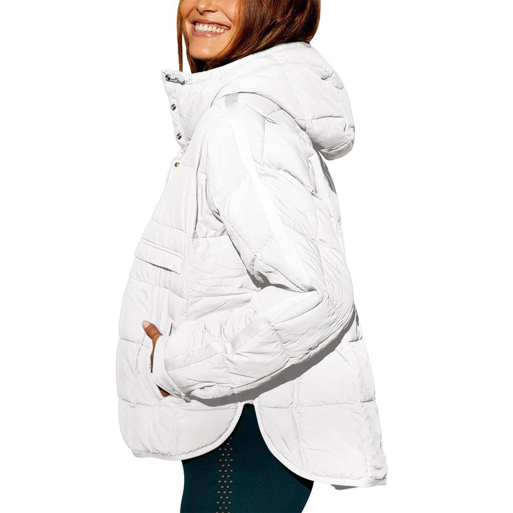 Women's Autumn/Winter Solid Color Hooded Cotton Jacket: Foldable, Long Sleeve, Pullover with Pocket.
