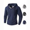 Men's Casual Long Sleeve Hooded Pullover with Drawstring and Buttons for Autumn/Winter