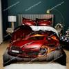 Race Car Duvet Cover Set King Queen Twin Size Red Flame Comforter Cover 3D Sport Car Theme for Boys Girl Polyester Bedding Set