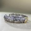 Yamagata Silver Men's Retro Open Bracelet with Miscolored Koi Arabesque Design
