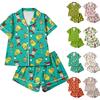 Women's Christmas Print Two Piece Outfit Short Sleeve Top and Casual Shorts Matching Set
