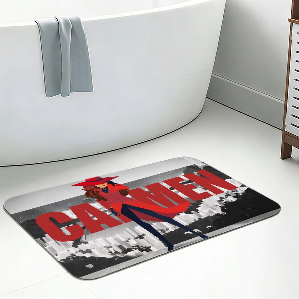 Floor Mat Diatomite Bath Mat, Quick Dry, Absorbent, Multi-Scene Mat Anime C-Carmen S-Sandiego
