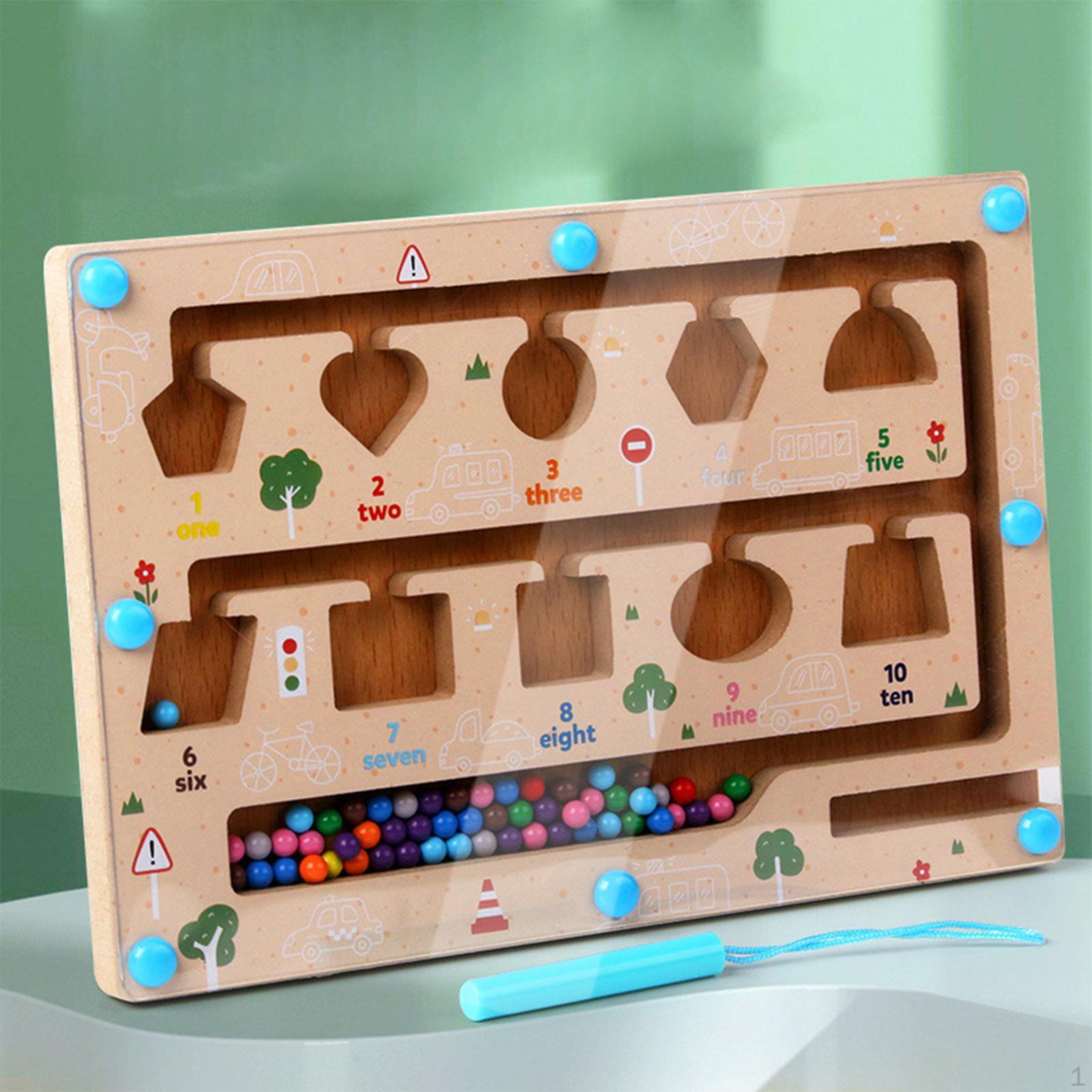 

Магнитный лабиринт по цветам и цифрам, деревянная обучающая игрушка Монтессори, соответствующая форме shape