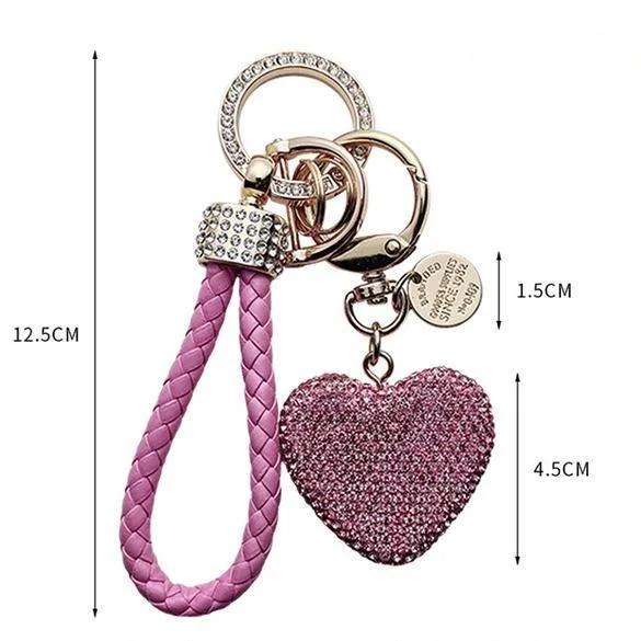 Car Keychain for Women with Rhinestone Heart Shape Bling Girl Cute Keychain for Christmas,Personalized Gift