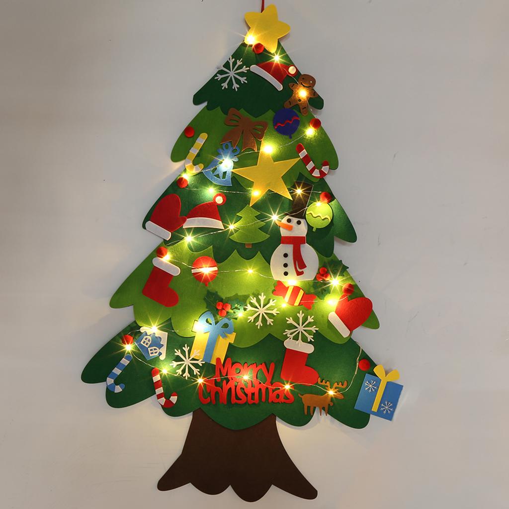 Christmas Decoration Wall Hanging Christmas Tree Felt   Holiday Party Ornament with LED