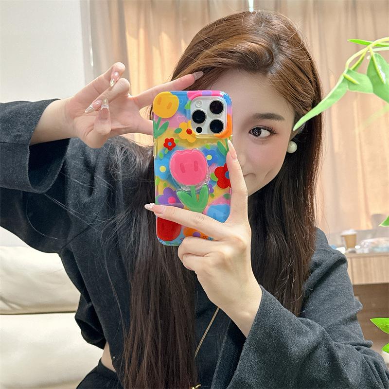 Colorful Tulip Stand for iPhone 14-17 & Apple 15-16 Cases