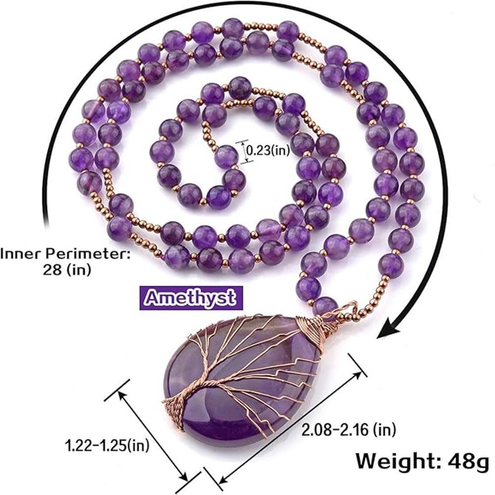 

Xia New 6 мм натуральный камень 4 мм золото гематит бисер ожерелье металлическая проволока дерево жизни капля воды ожерелье крест аметист