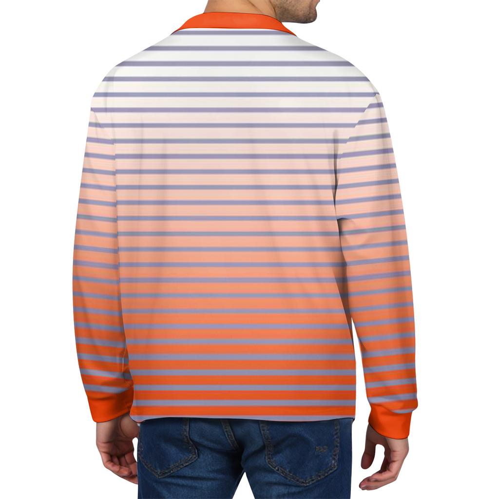 Men's Casual Striped Print Button-Up Long-Sleeve Tops