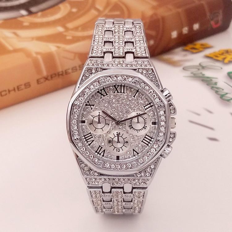 **Relógio de Pulso Bracelete Três Olhares BW Novo Prata Rosa Imitação Diamante**