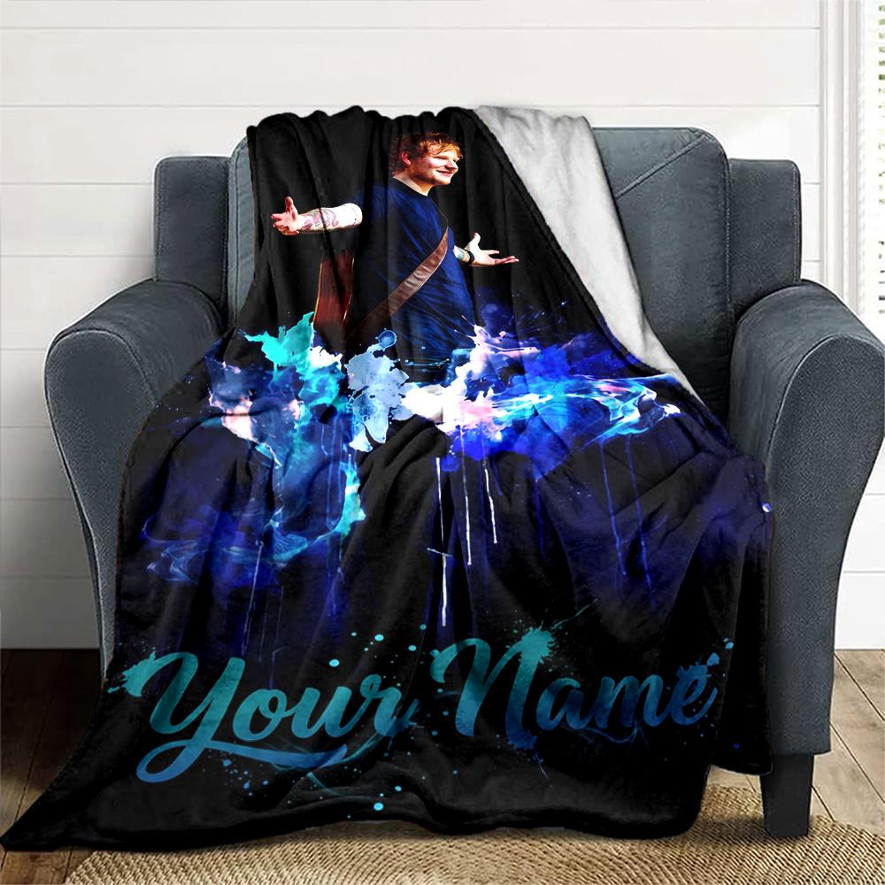 Sheeran Personalized Text Blanket Multi-purpose Customizable Blanket Soft Warm Cozy Great for Nap Picnics Bed Chair Ideal for All Seasons