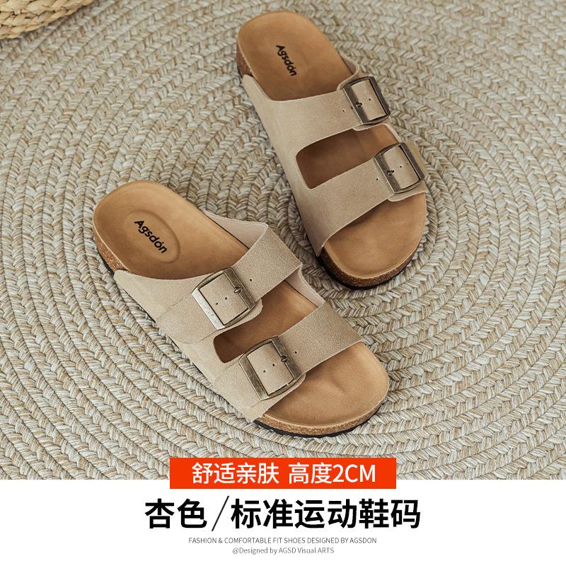 Augustine retro slippers women's 2025 new summer home indoor lazy pedal open-toed beach sandals