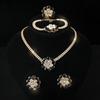 Full Diamond Necklace Earrings Ring Bracelet Four-piece Set Rhinestone Hollow Diamond Collar Bridal Set