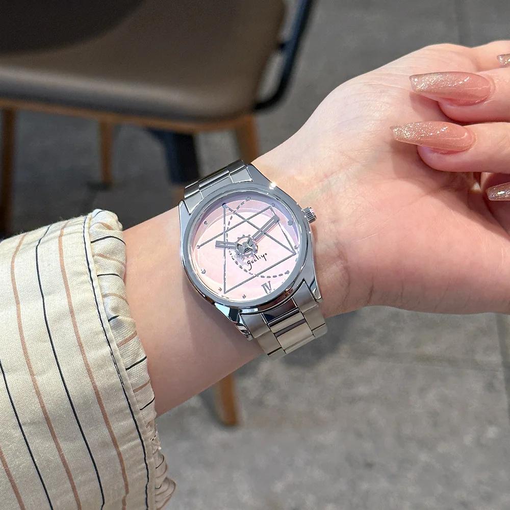 GCCLIYO Women Quartz Watch Conceptual Dial Reloj Ladies Luxury Wristwatch Vintage Unusual Simple New Style Stainless Steel Clock