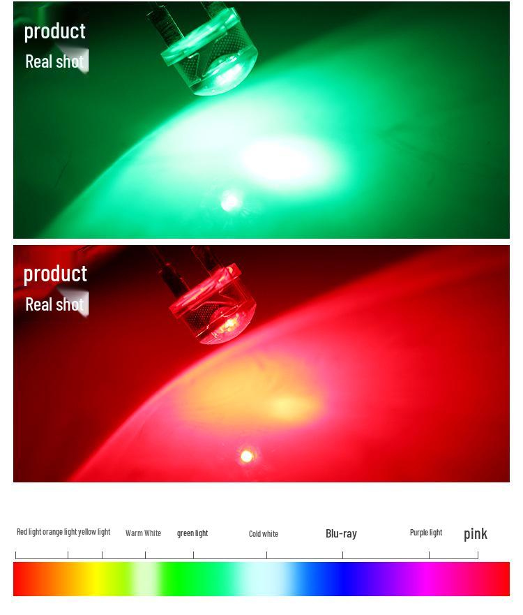 חרוזי מנורת LED לכובע קש 8 מ"מ - לבן, אדום, כחול, ירוק, צהוב