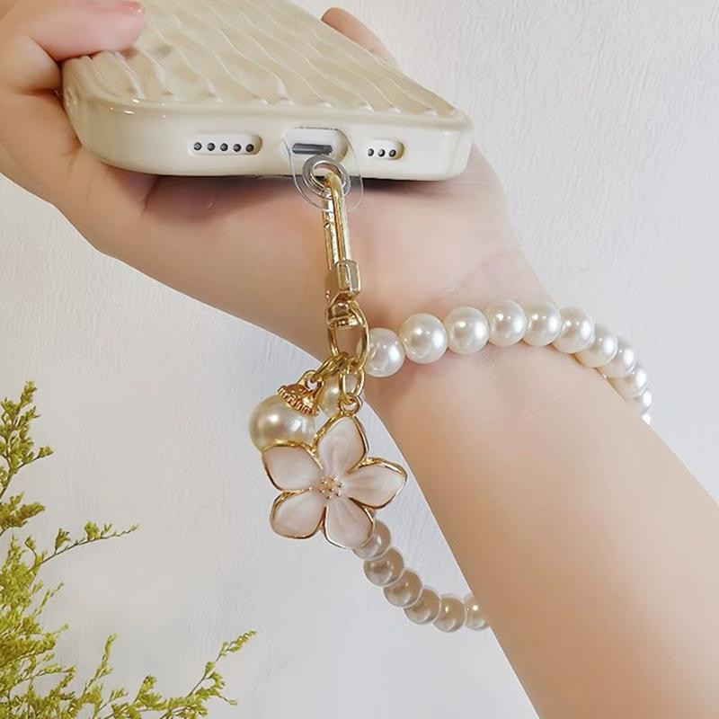 Bag Charm Cute Pearl Bracelet Handmade Wristlet Key Ring Pendants for Women Girls Decor Jewelry Gift Accessories