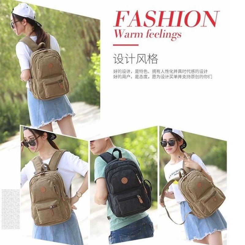 Schoolbag Thickened wear-resistant canvas backpack Unisex large-capacity luggage bag Denim fabric retro college student schoolbag