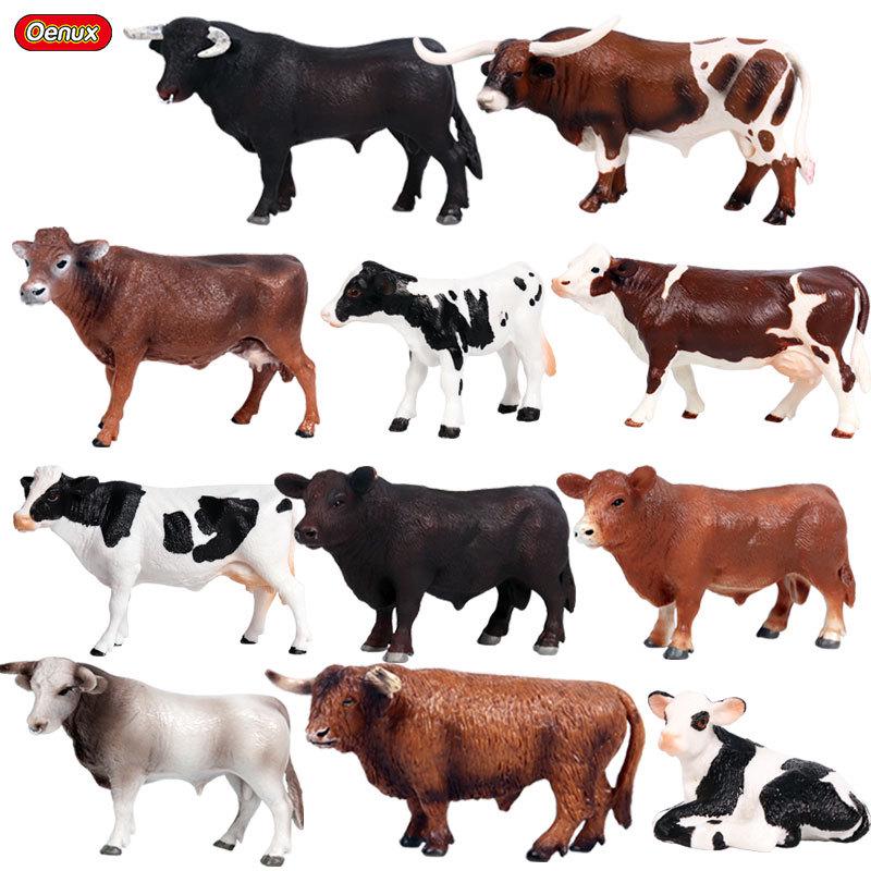 Children's Cognitive Animal Model Toy: Yellow Cow, Buffalo, Rhinoceros, Zebu, Bison, Bull Figurine.