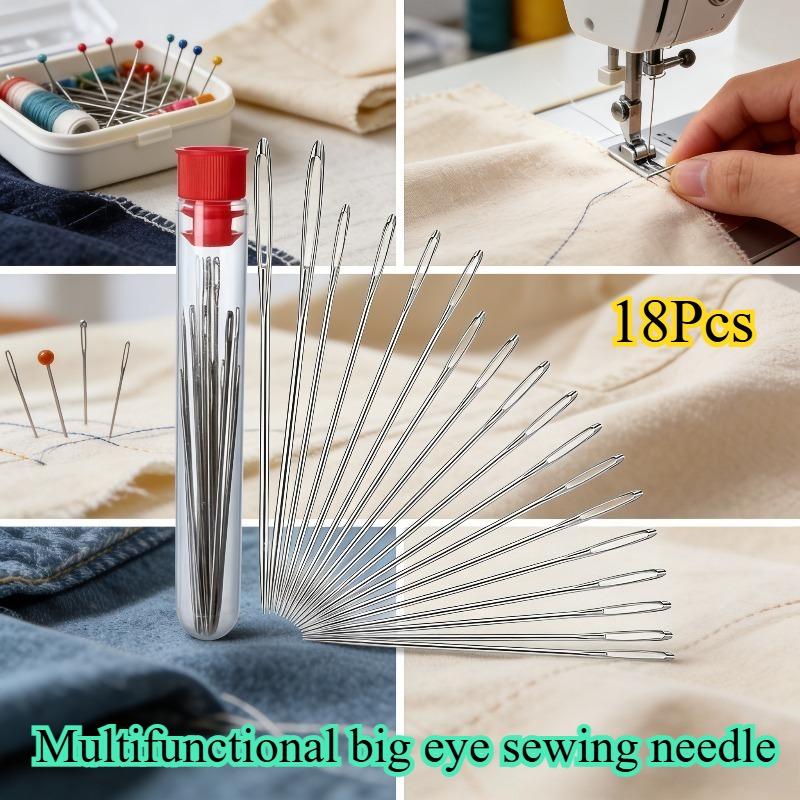 18pcs Multi-Functional Large-Eyed Needle Set, Home Hand Sewing Needles, Special Large-Hole Needles for Elderly Quilting