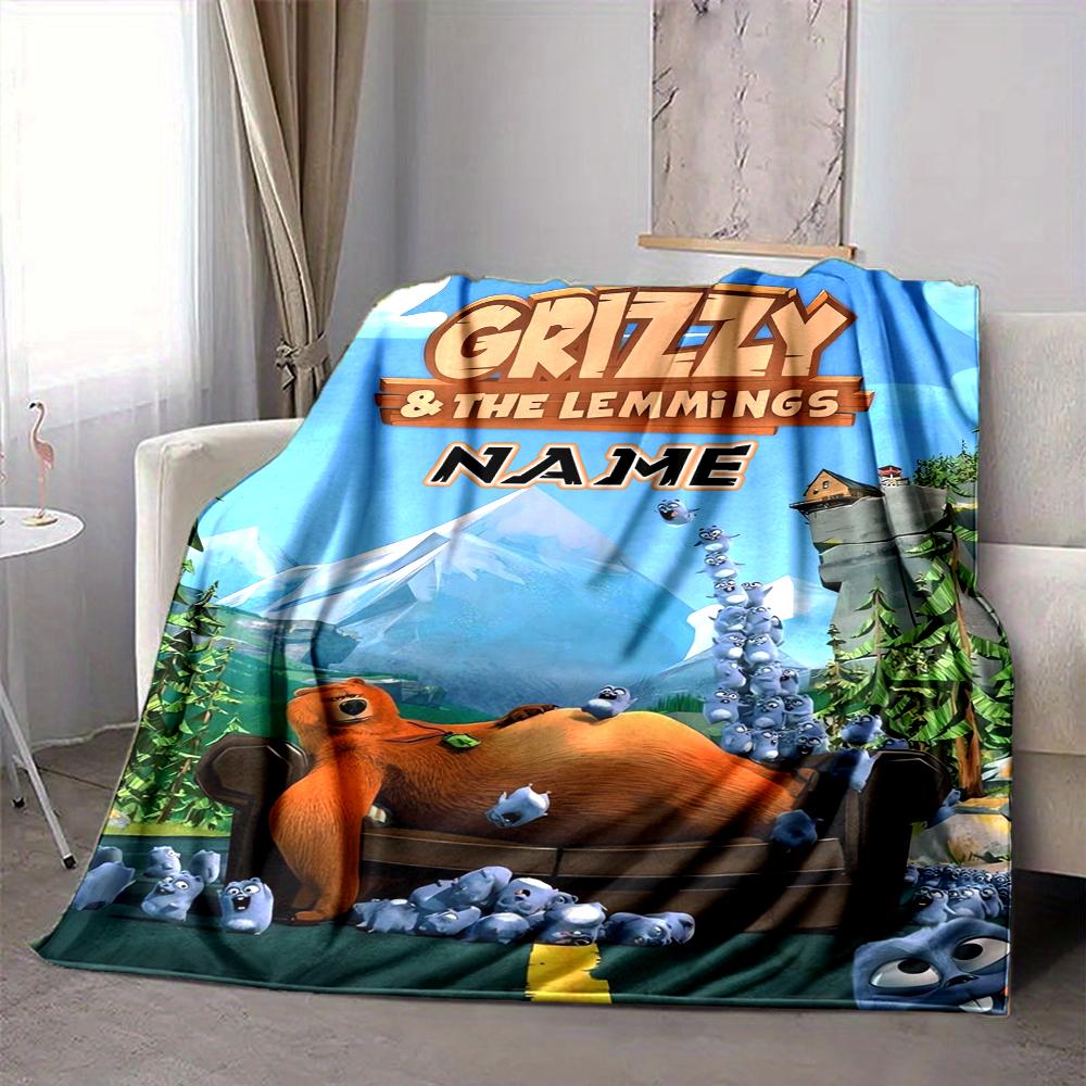 Custom 1pc Grizzly Lemmings Adventure Blanket, Soft And Comfortable Blanket, Casual Warm, Camping Travel Blanket, Birthday Gift Q91269