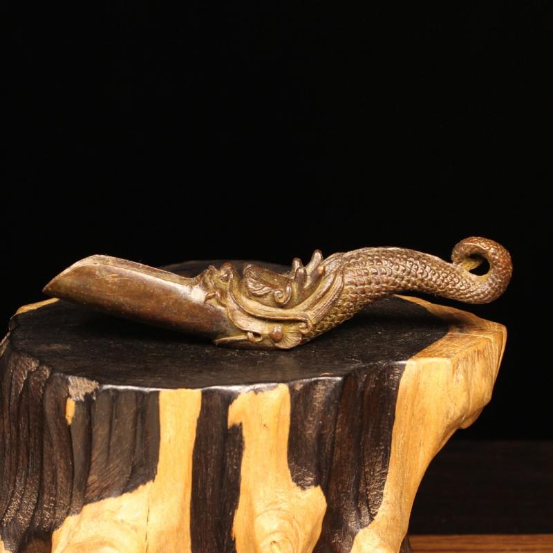 Vintage Tea Scoop Carving A Dragon Head Shape Purple Copper Tea Spoon of Tea Ceremony Tea Accessories High End Tea Set