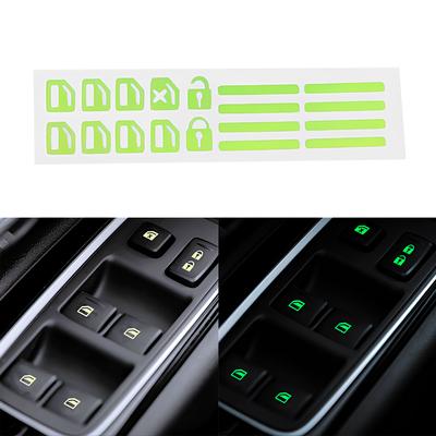 1/2PCS Car Styling Window Switch Luminous Stickers Nighting Glowing Button Auto Stickers Universal Green Orange Blue