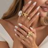 Ingemark 6Pcs Vintage Gold Color Sun Flower Starfish Open Ring Women Trendy Inlay Imitation Pearl Joint Ring Charm Jewelry Gifts