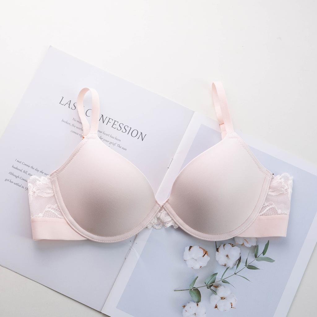 Glossy Simple Lace Polished Girl Bra Small Breasts Gathered Side Closed Beautiful Back Underwear Student Bra Thin