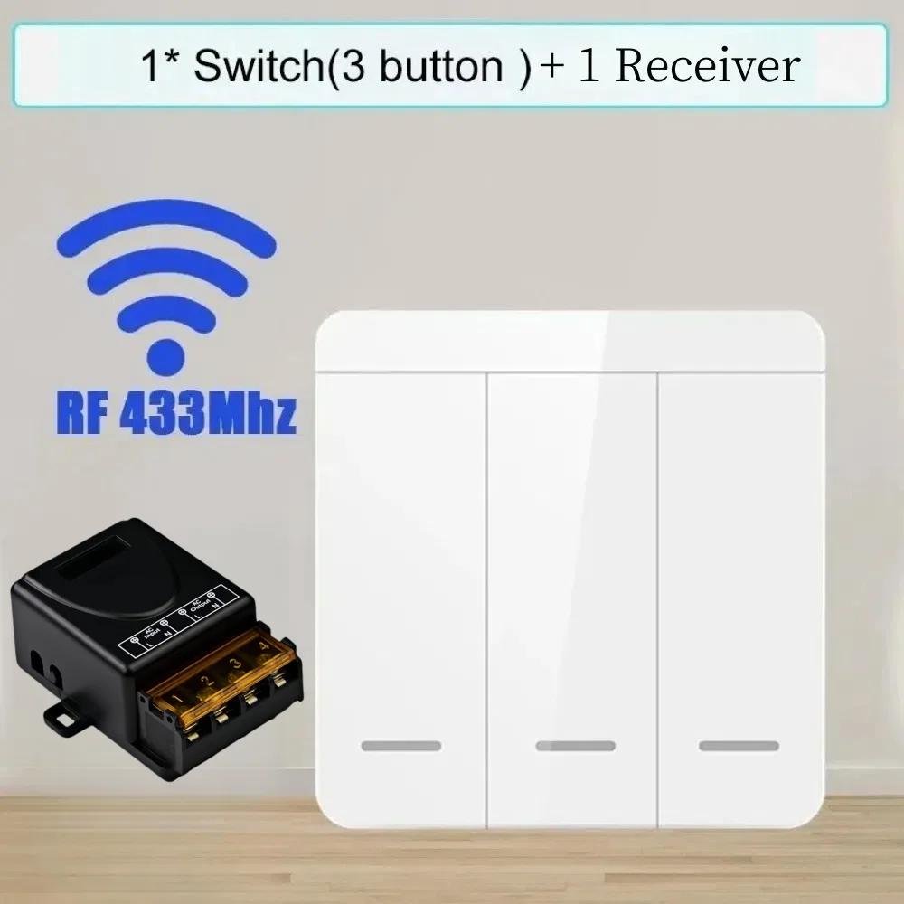 

Беспроводной выключатель ВКЛ/ВЫКЛ RF 433 модуль пульт дистанционного управления выключатель света 1/2/3 клавиши настенный выключатель 30A 110V 220V для дома спальни светодиодной лампы