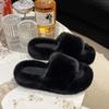 Internet Celebrity Popular Fluffy Shoes Women Wear 2025 New Autumn Chain Fashion Go Out Thick Soled Plush Cotton Slippers