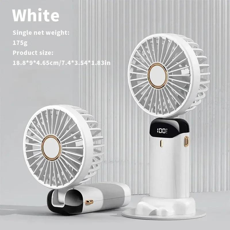 

Electric Handheld Mini Fan Foldable Portable Neck Hanging Fans 5 Speed USB Rechargeable Fan with Phone Stand and Display Screen