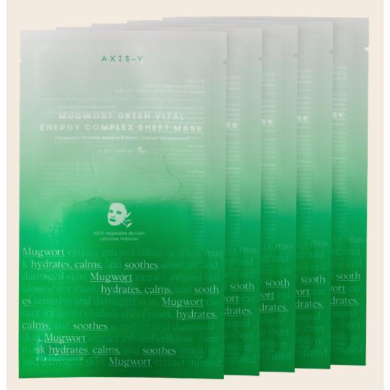 Artemisia Green Vital Energy Complex Sheet Mask Soothing Botanical Essence Mask 5pcs