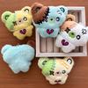 Keychain Squeaky Sound Plush Bear Pendant Soft Stress Relief Toy Colorful Patchwork Design Doll Key Ring Bag Key Decoration