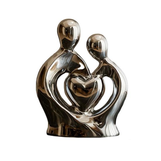 Keramik Paar Statue Umarmendes Paar Figur Romantische Liebende Skulptur für Hochzeitstag Valentinstag TV-Ständer Regal Deko