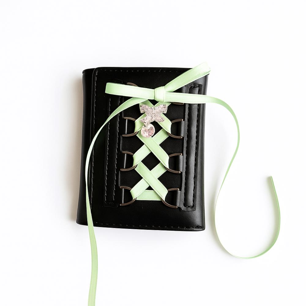 Silk Ribbon Balletcore Three Fold Wallet Korean Style Crossover Strappy Card Bag Girls