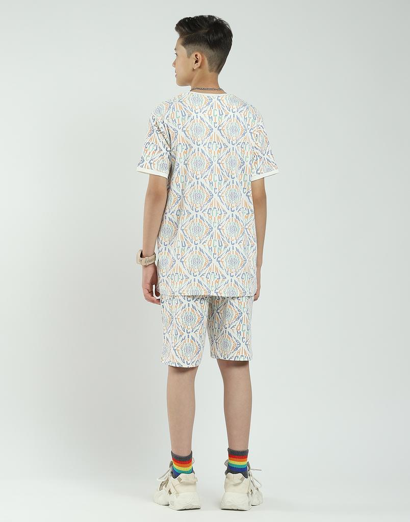 MONTE CARLO Boys Regular Fit Printed Half Sleeve Bermuda Set