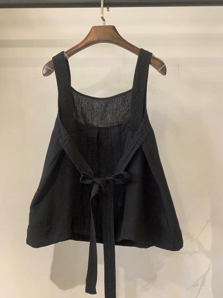Women's Versatile Solid Color Linen Lace-up Vest for Summer 2026