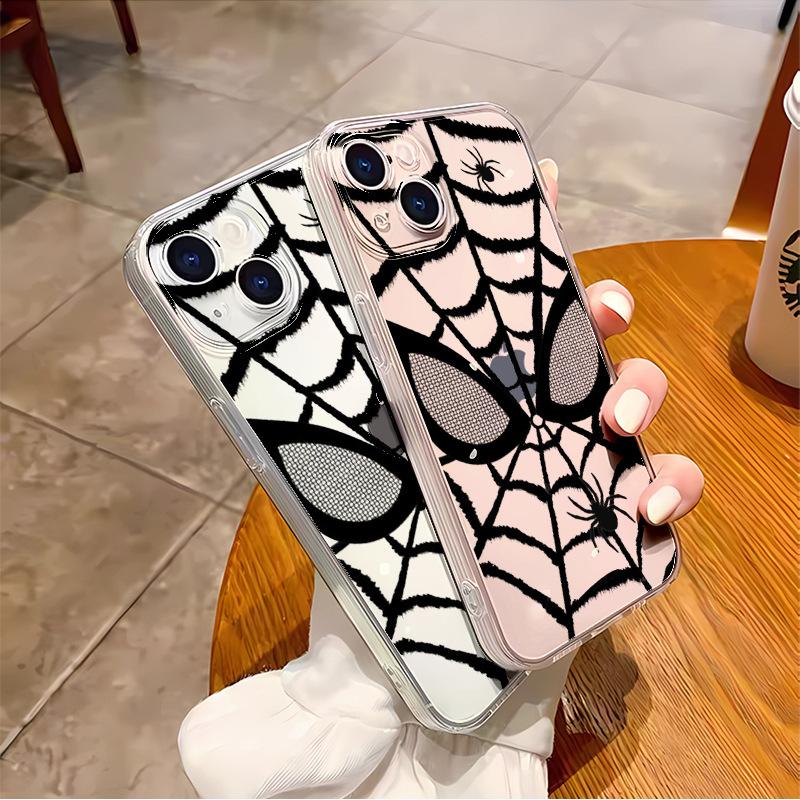 Foreign trade explosion spider web is suitable for iPhone16 light and thin all-inclusive transparent shell Apple 17promax soft shell protection